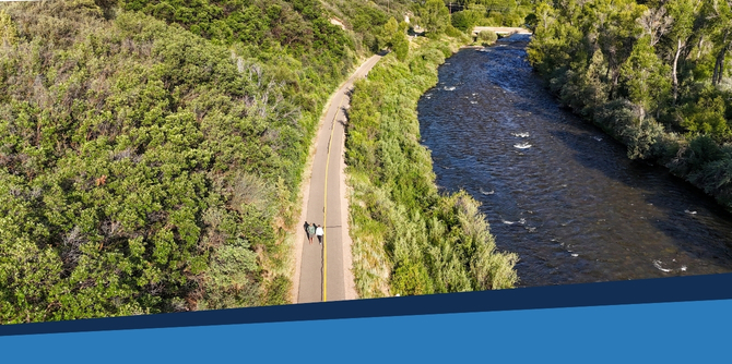 Aerial view of the Rio Grande Trail, part of the Rio Grande Corridor managed by RFTA